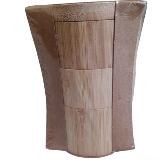 Rae Dunn Spice Box Organic Bamboo 3 Tiered Sliding Cylinders Wood Gift - Picture 3 of 7